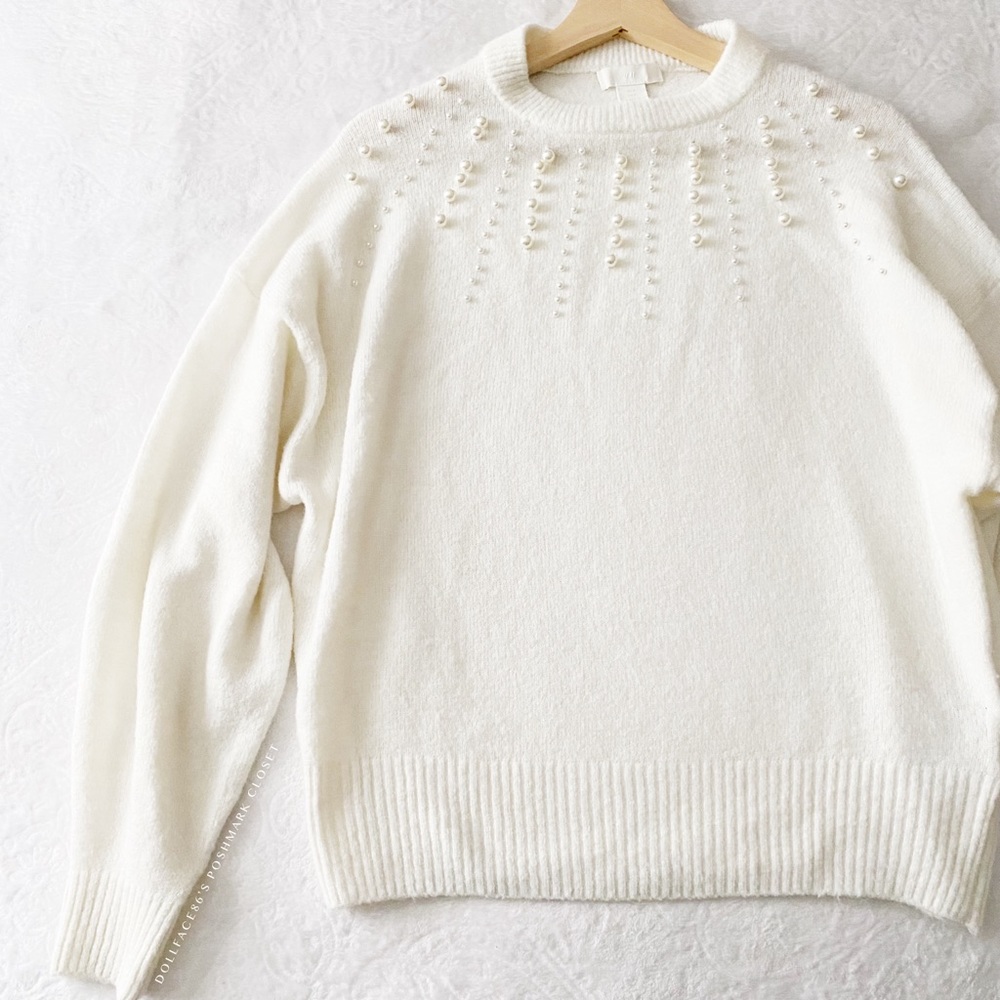 H&M White Faux Pearl Beaded Sweater - Picture 3 of 13